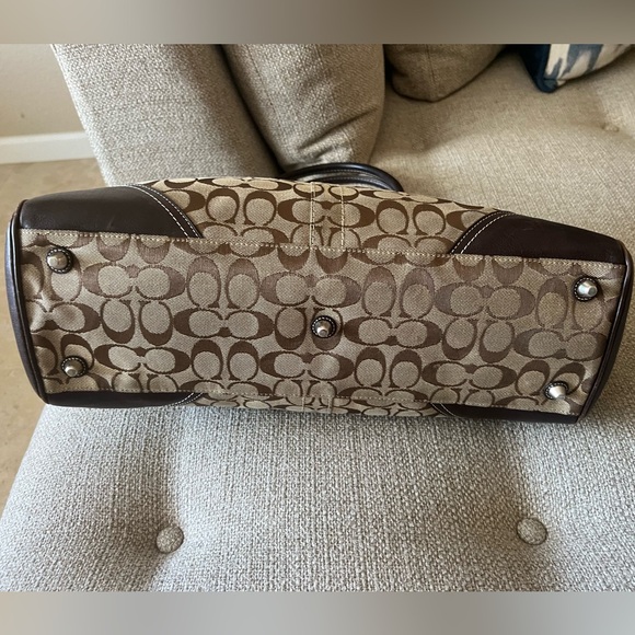 Coach Signature Hampton Canvas Jacquard Satchel Shoulder Bag Handbag Tote $500 - Picture 8 of 16